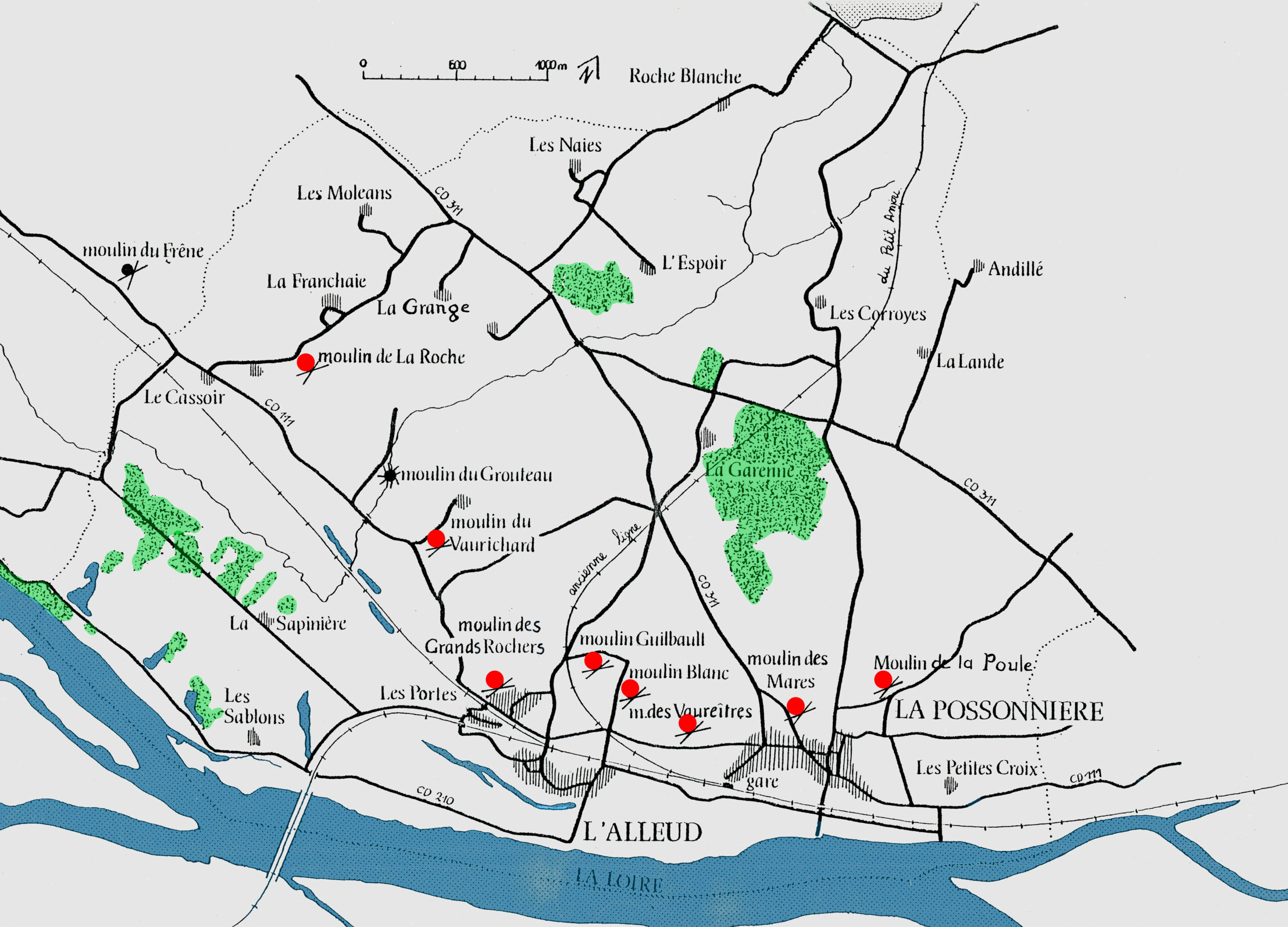Carte des Moulin de La Possonnière