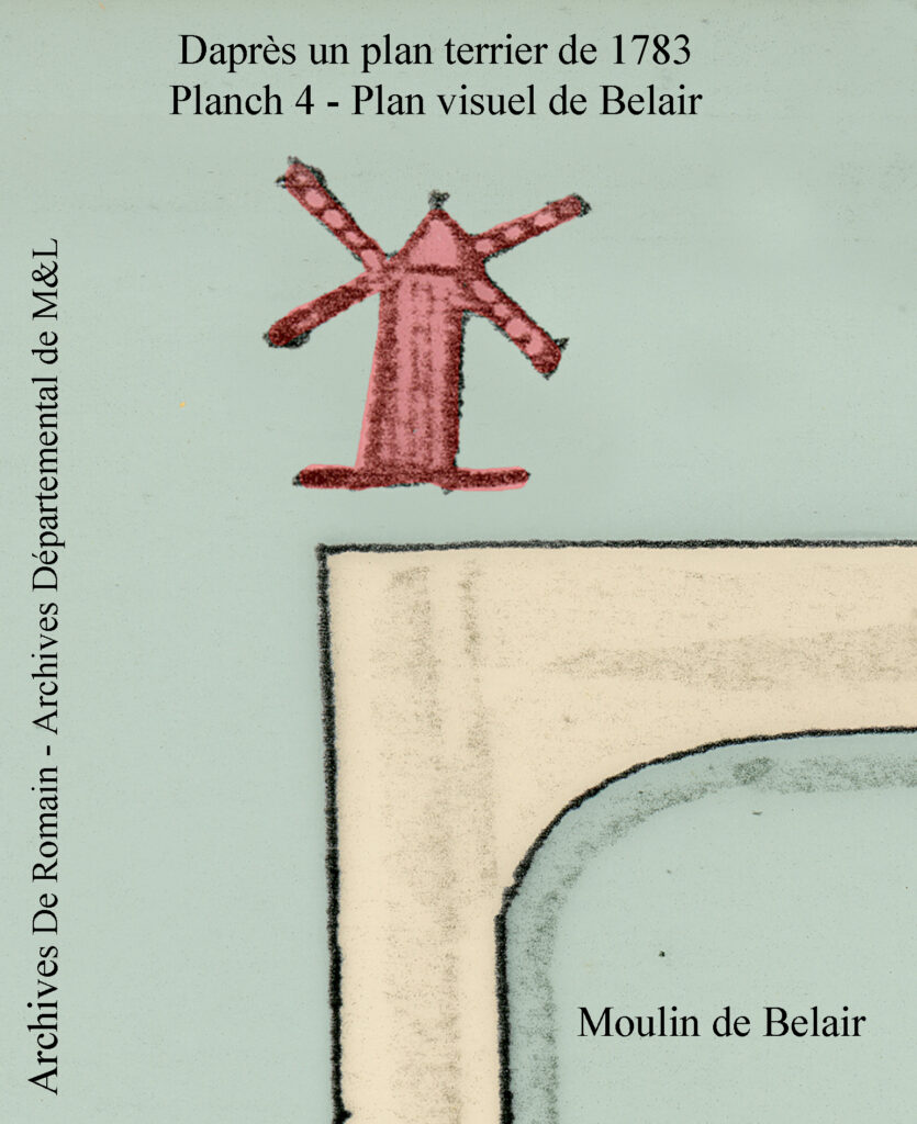 Moulin de la Poule ou de Belair - Plan terrier de Romain - Plan