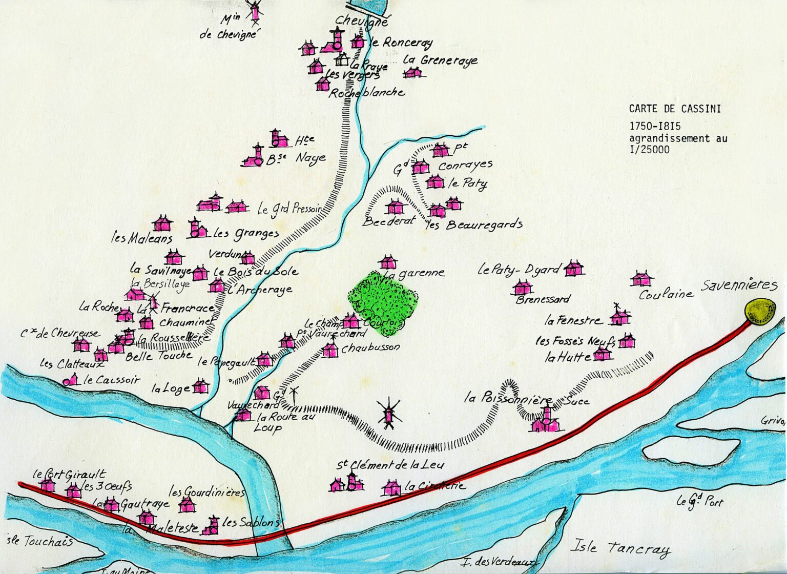 La Possonnière - Carte de Cassini revue par Marcot