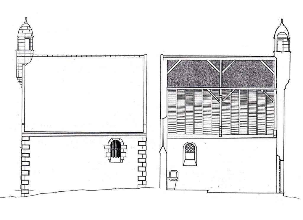 Chapelle Saint-Roch - Coté sud et coupe longitudinale