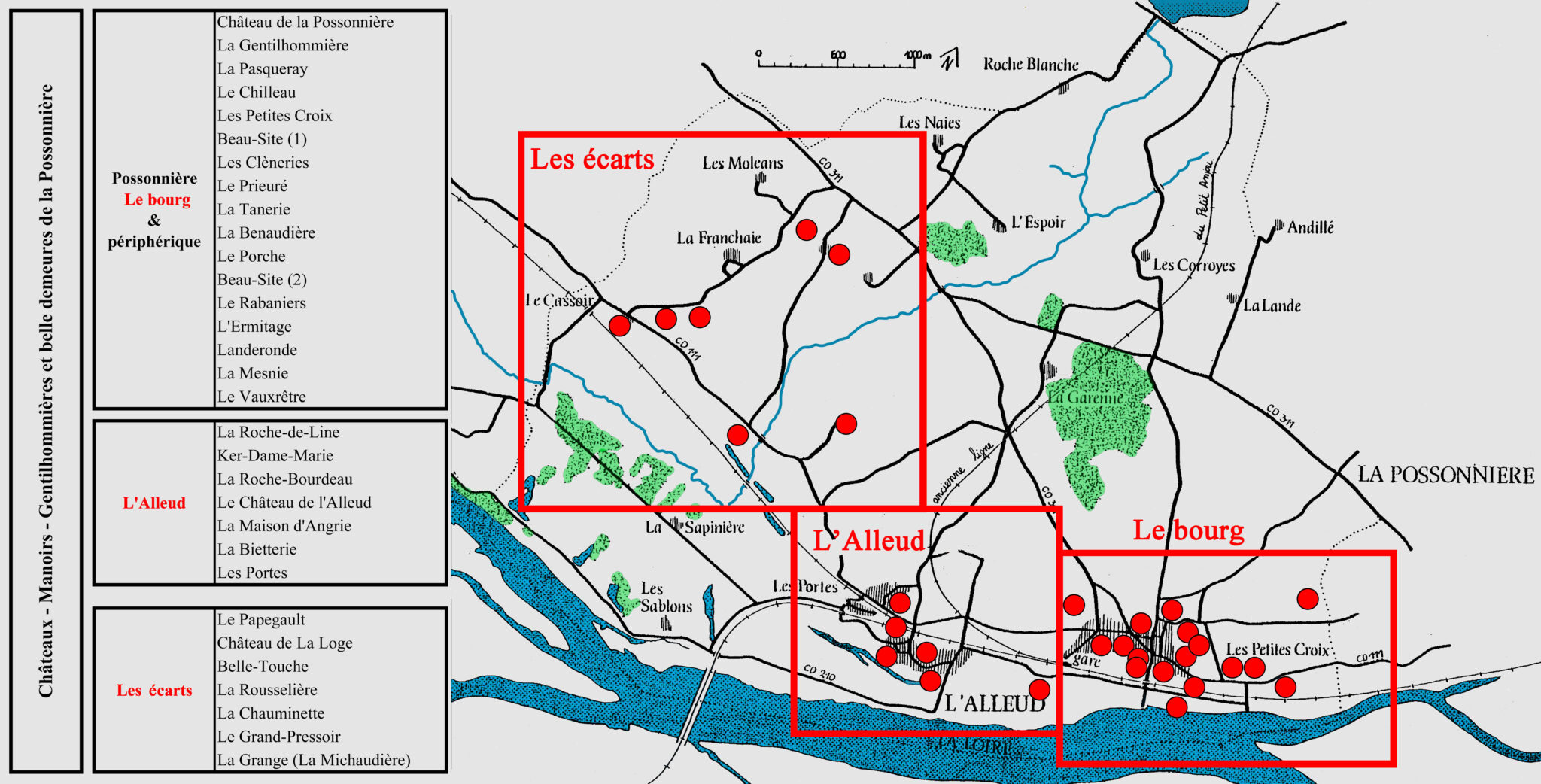 Carte des Châteaux & Demeures de la Possonnière