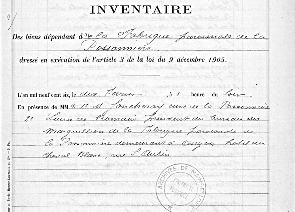 Inventaire 1905 - La Possonnière